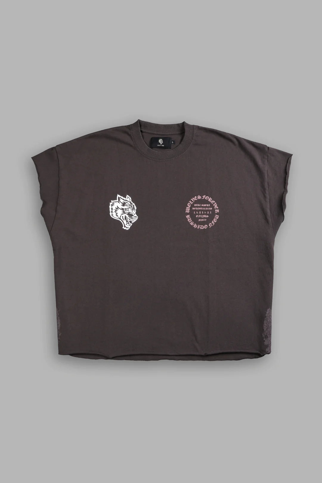 WARRIOR'S FIRE GRUNGE CUT-OFF TEE IN DARC BROWN