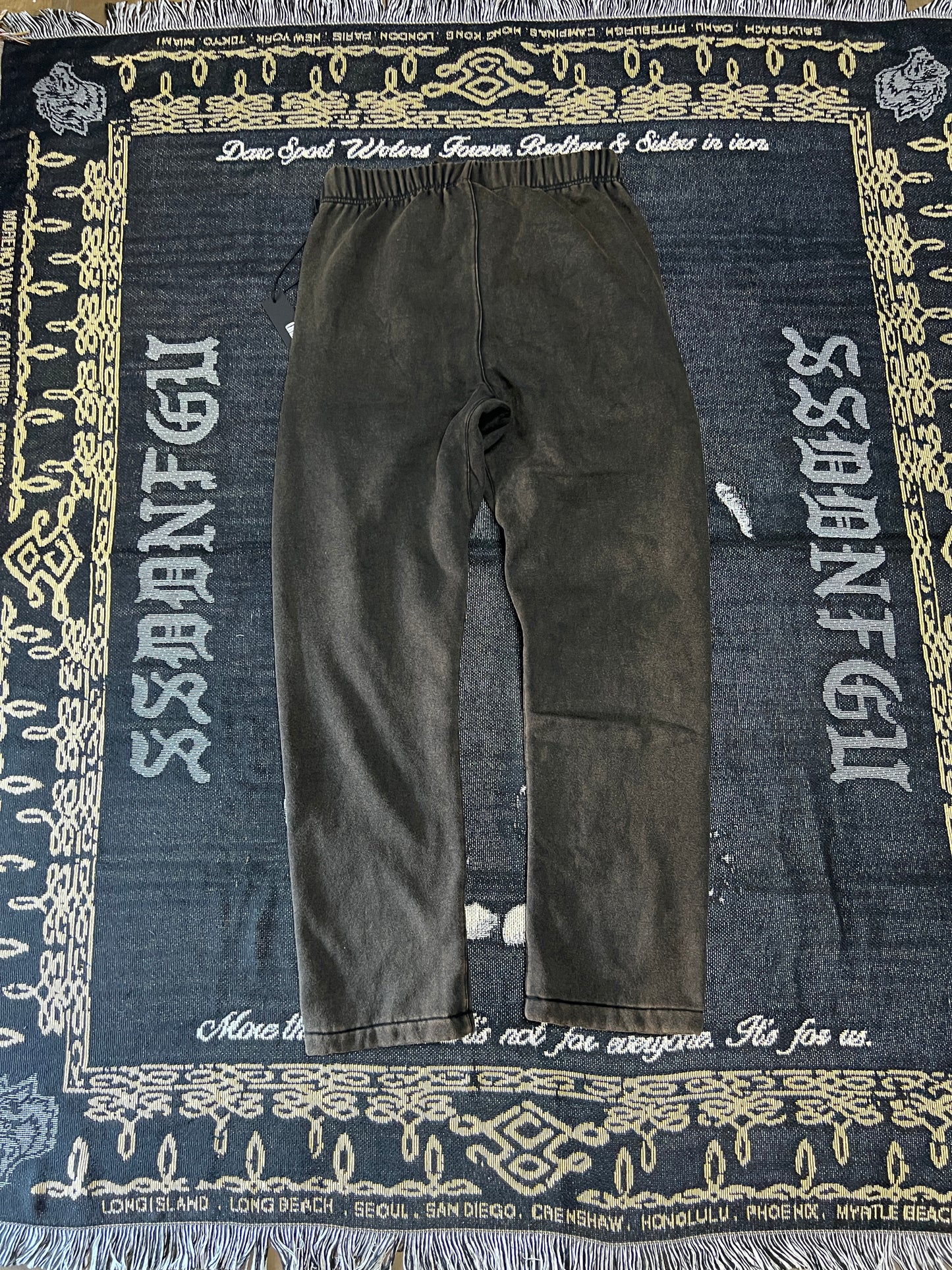 CONCRETE SIN WIDE LEG FLEECE PANTS IN SUN WASH VINTAGE BLACK