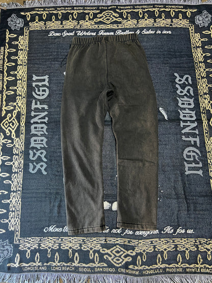 CONCRETE SIN WIDE LEG FLEECE PANTS IN SUN WASH VINTAGE BLACK
