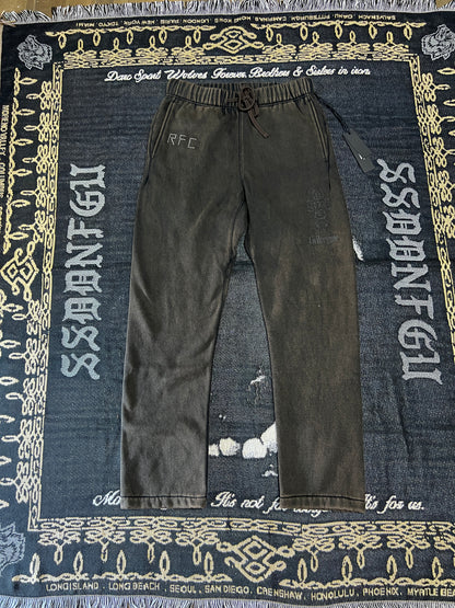 CONCRETE SIN WIDE LEG FLEECE PANTS IN SUN WASH VINTAGE BLACK