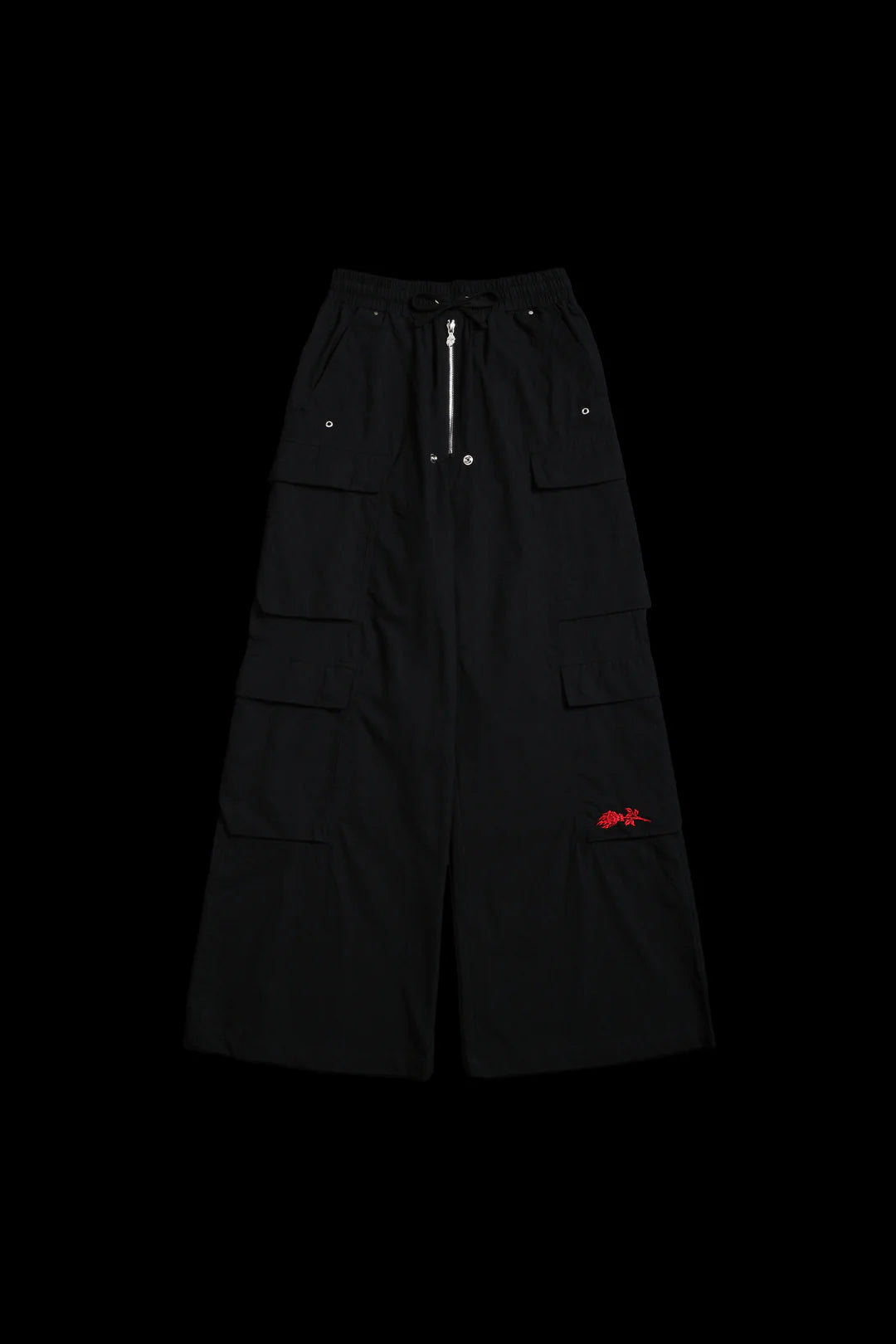 BURNING ROSE ULTRA WIDE LEG PANTS IN BLACK