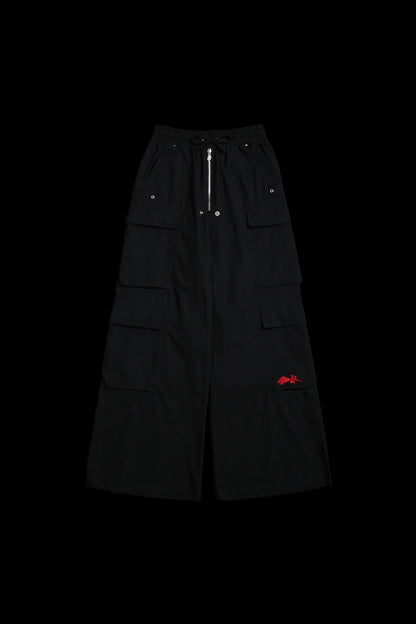 BURNING ROSE ULTRA WIDE LEG PANTS IN BLACK