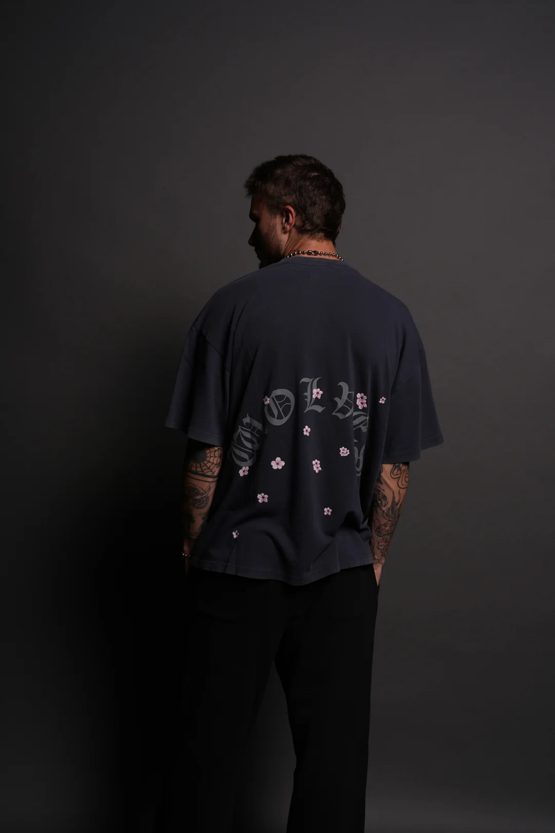 BLOOD THIRSTY KANJI "PREMIUM" OVERSIZED TEE IN MIDNIGHT BLUE