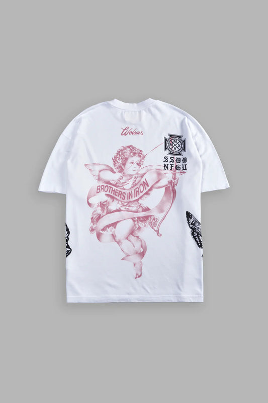 VALENTINES DAY SIDE BY SIDE “BROTHERS” TEE IN WHITE