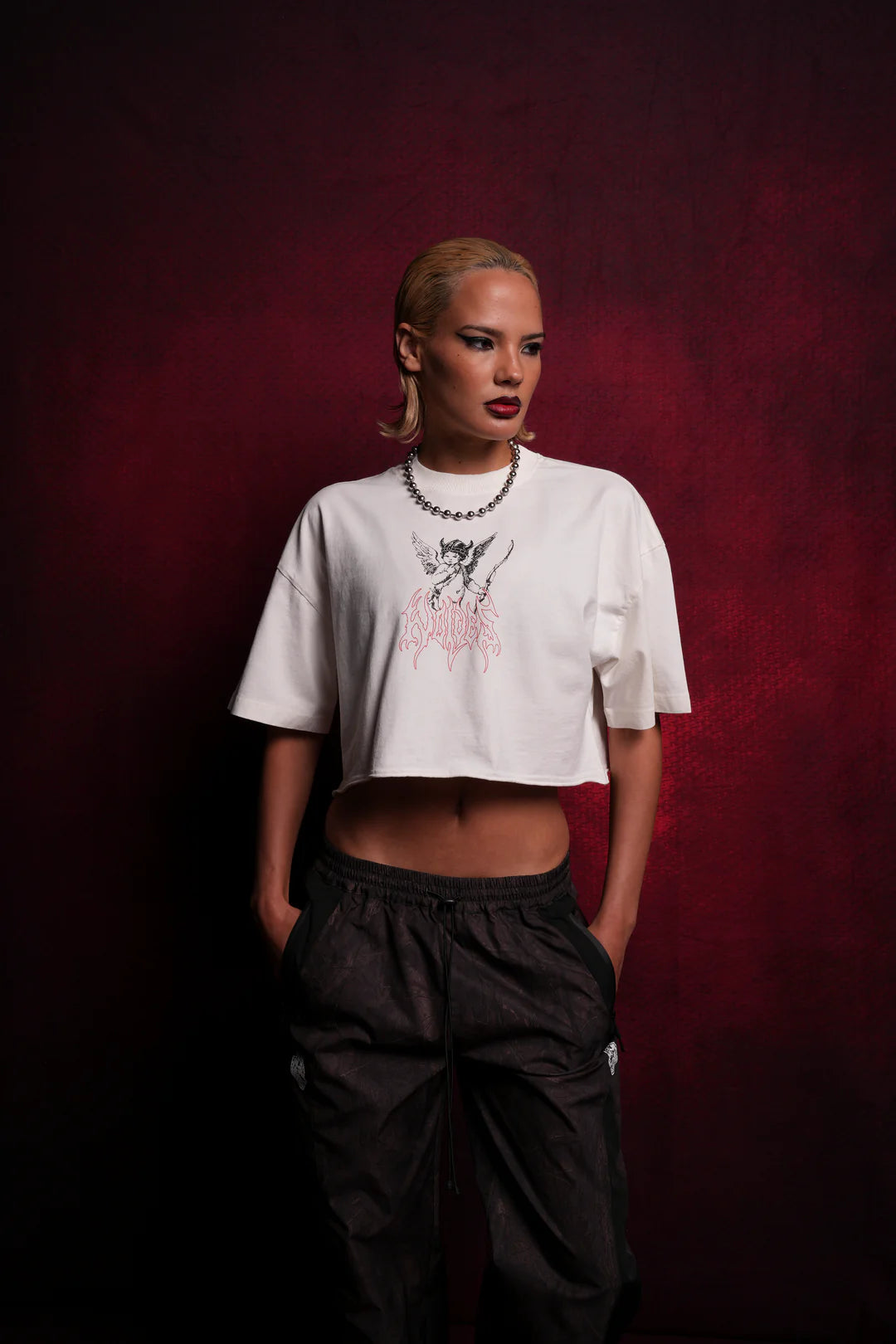 VIKING CHERUB “GRUNGE” OVERSIZED (CROPPED) TEE IN CREAM