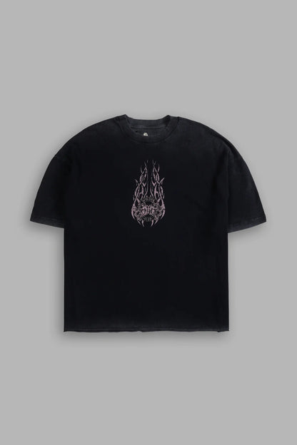 FINITE FLAME PREMIUM RAW HEM "BOX CUT" UNISEX TEE IN BLACK