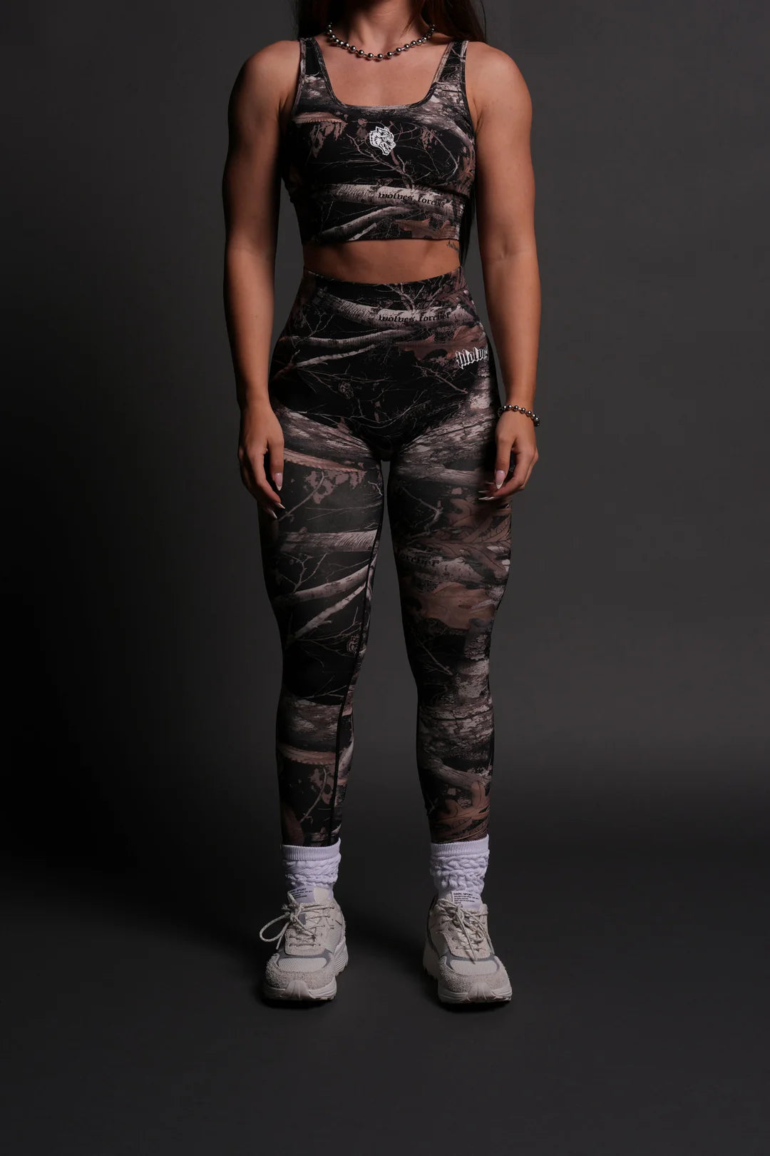 OUR PASSION “EVERSON SEAMLESS” SCRUNCH LEGGINGS IN DARC BROWN WOODLAND CAMO