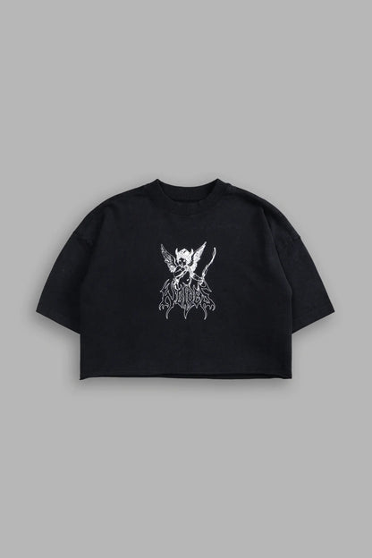 VIKING CHERUB “GRUNGE” OVERSIZED (CROPPED) TEE IN BLACK
