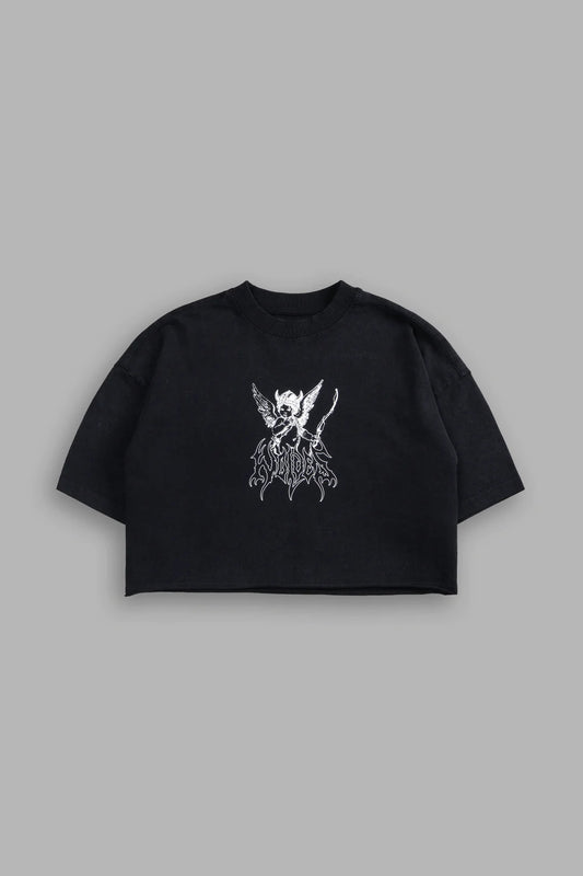 VIKING CHERUB “GRUNGE” OVERSIZED (CROPPED) TEE IN BLACK