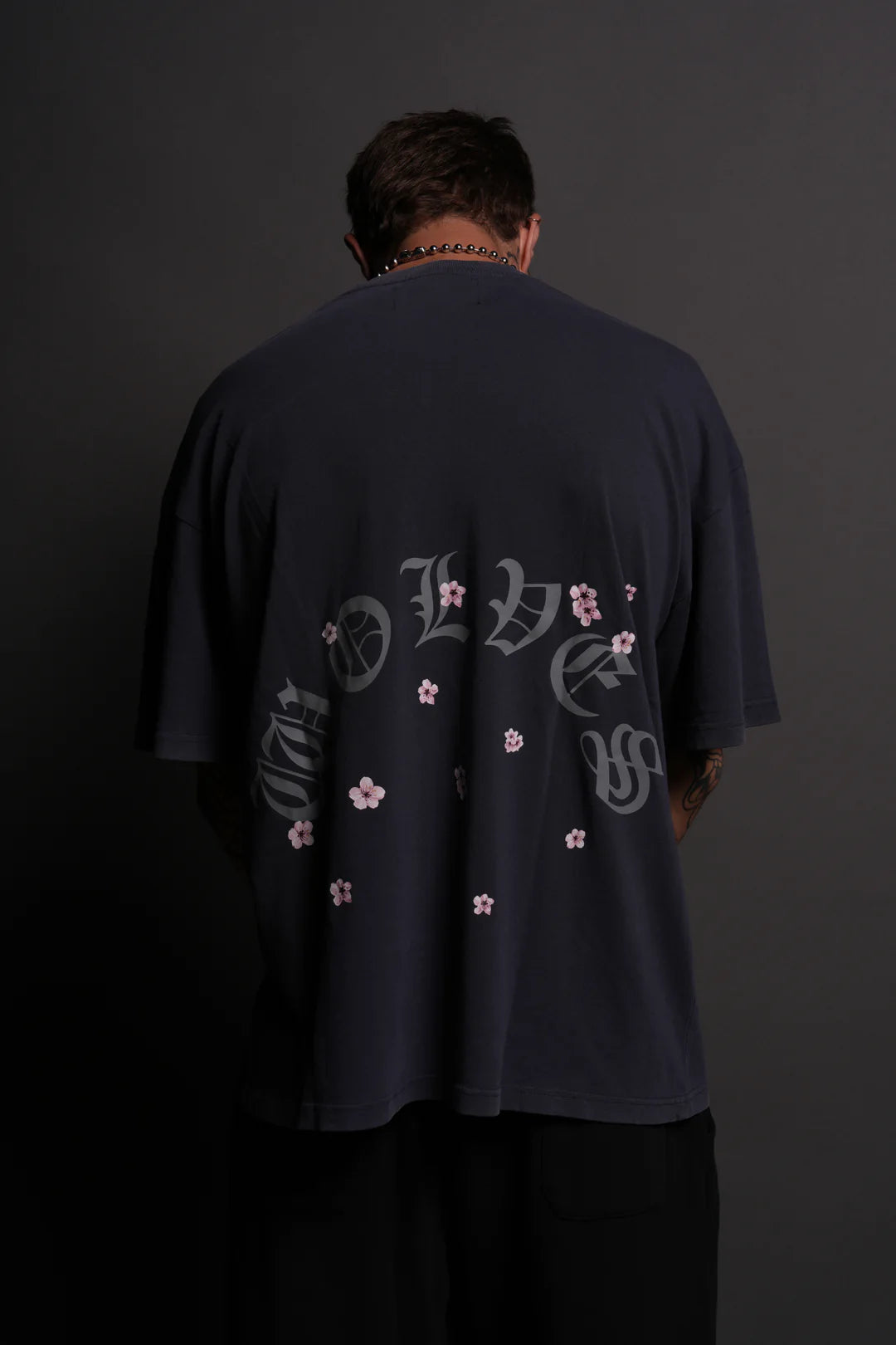 BLOOD THIRSTY KANJI "PREMIUM" OVERSIZED TEE IN MIDNIGHT BLUE