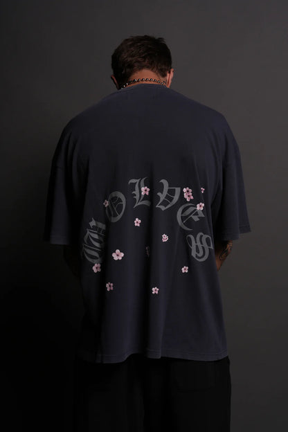 BLOOD THIRSTY KANJI "PREMIUM" OVERSIZED TEE IN MIDNIGHT BLUE