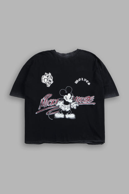 Mickey Chopper Premium Raw Hem Box Cut Tee in Black