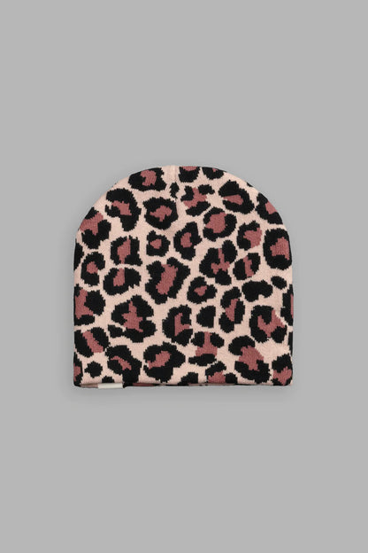 WOLF PATCH V2 CAP BEANIE IN CLAY LEOPARD