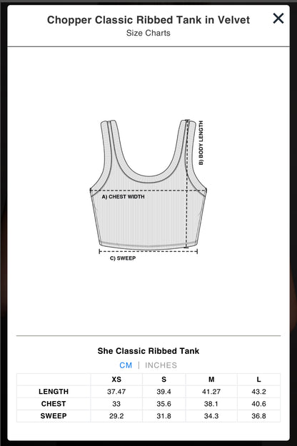 CHOPPER CLASSIC RIBBED TANK IN VELVET