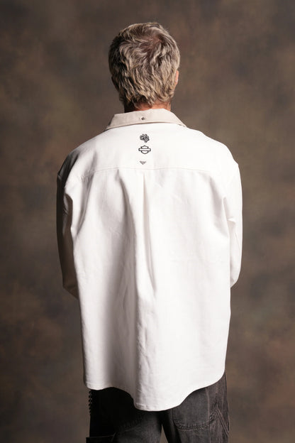 Harley Wolves Winslow Shirt Jacket in Cream
