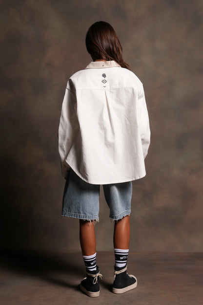 Harley Wolves Winslow Shirt Jacket in Cream