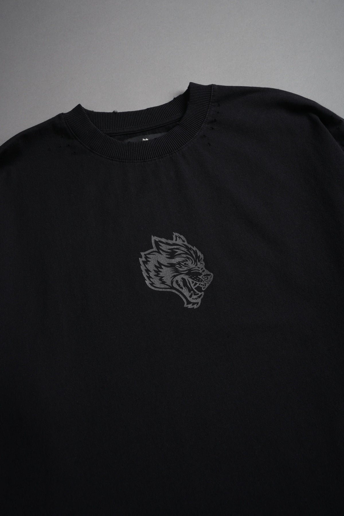 Wolves Oni Cherub Distressed Grunge Unisex Tee in Black