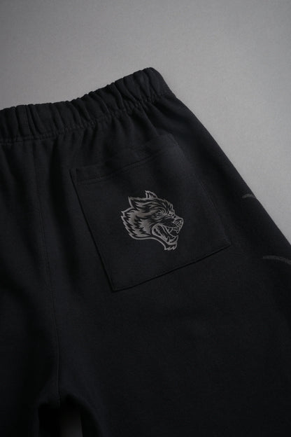 Kokuryu Grunge Oversized Raw Hem Post Lounge Sweat Shorts in Black