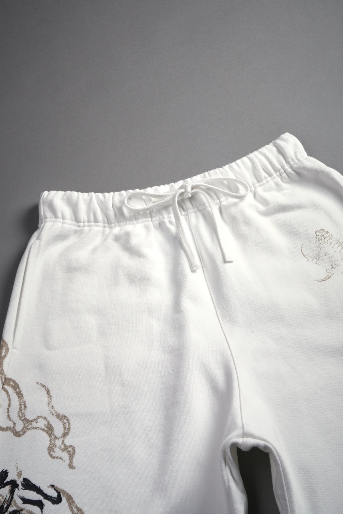 Kokuryu Grunge Oversized Raw Hem Post Lounge Sweat Shorts in Cream