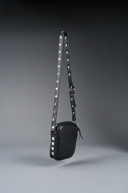 Wolves OnlyUs Slim Leather Side Bag in Black