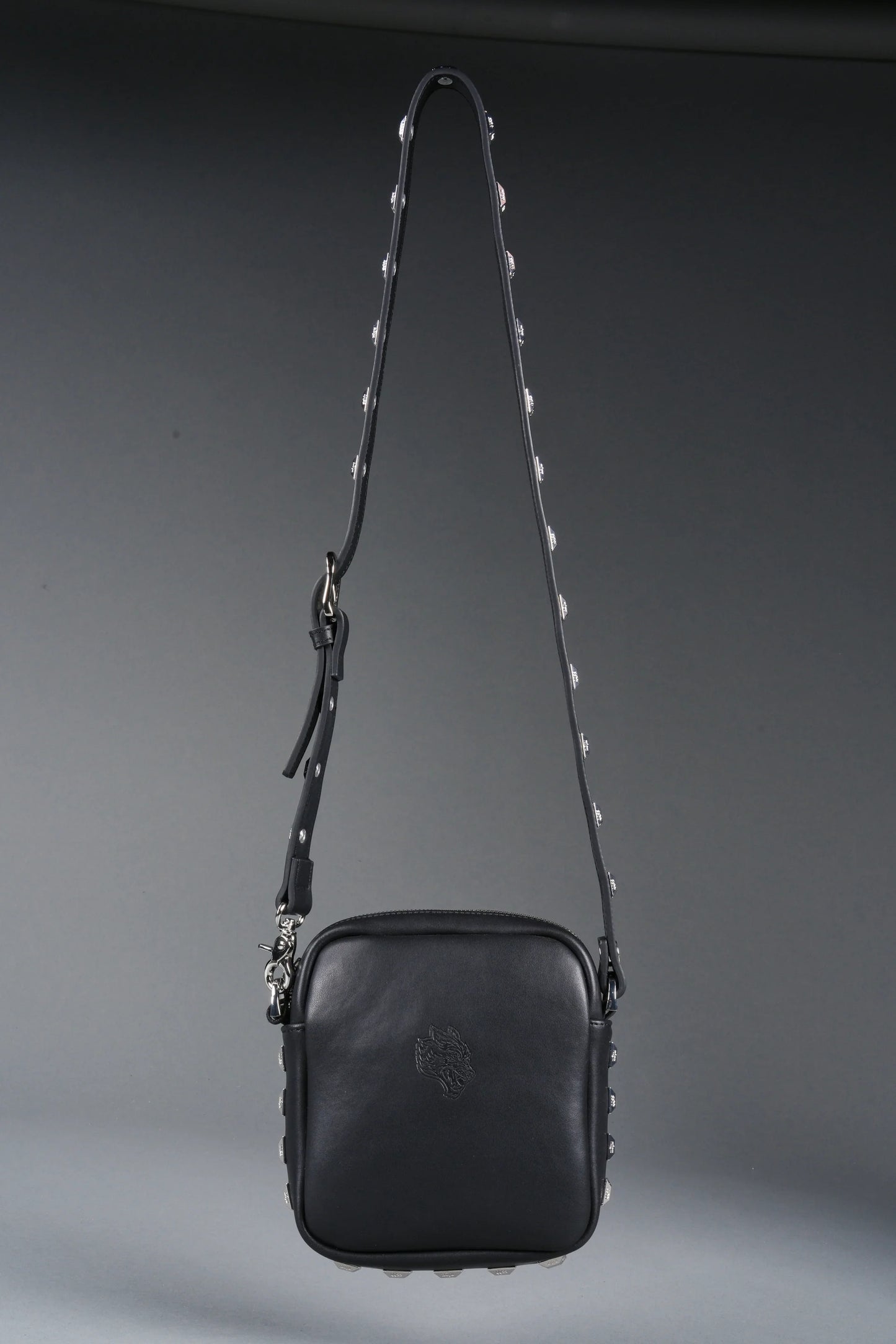 Wolves OnlyUs Slim Leather Side Bag in Black