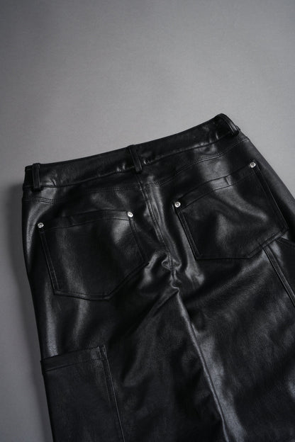 WOLF CHOPPER RYDER FAUX LEATHER PANTS IN BLACK