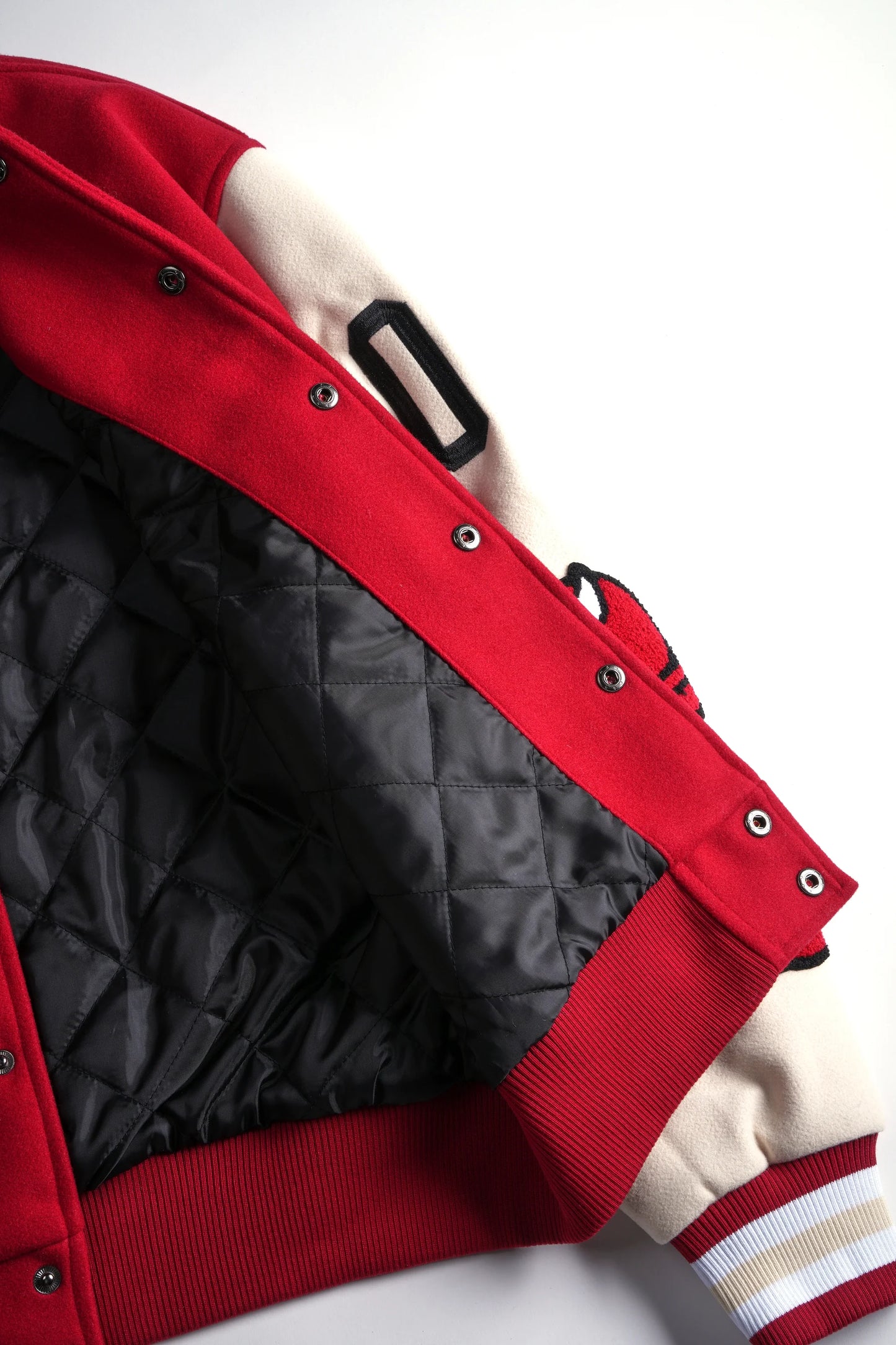 Flames V2 Varsity Jacket in Butter/Red