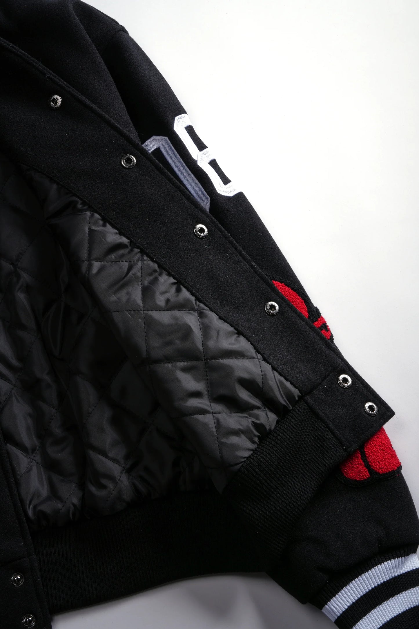 Flames V2 Varsity Jacket in Black