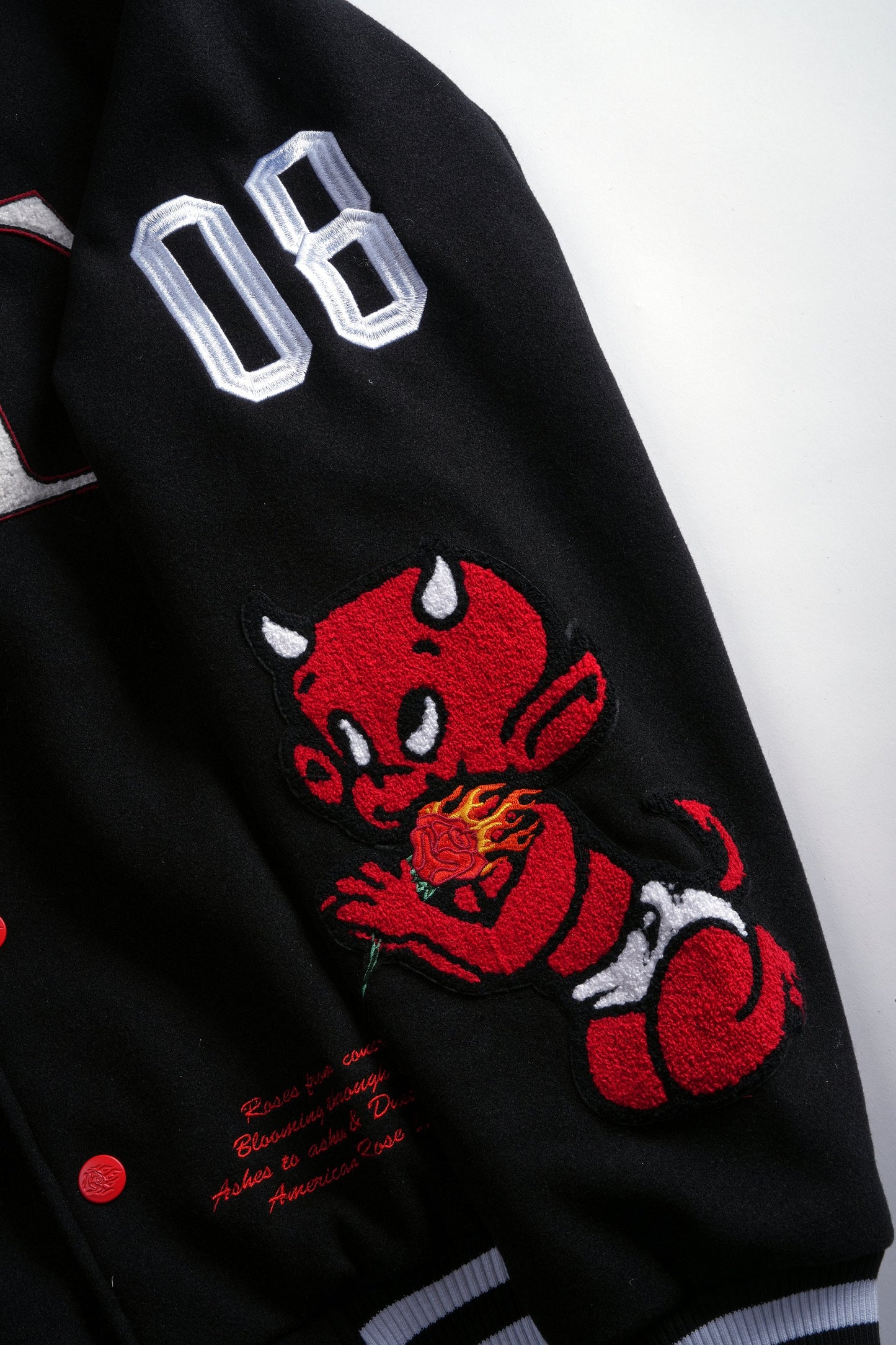 Flames V2 Varsity Jacket in Black