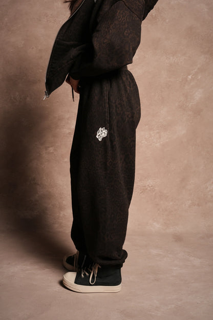Dual Premium Lounger Sweatpants in Darc Brown Leopard