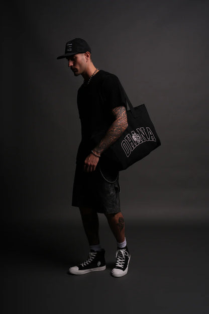 OHANA ONLYUS CANVAS TOTE BAG IN BLACK