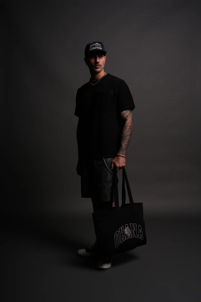 OHANA ONLYUS CANVAS TOTE BAG IN BLACK