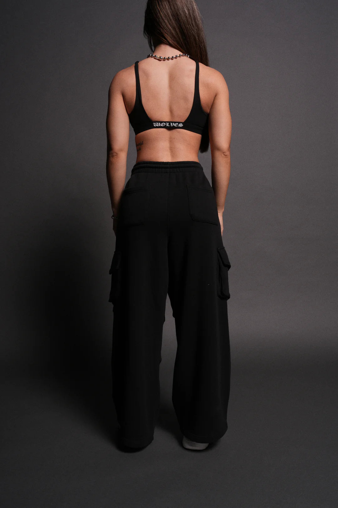 DUAL MIA CARGO SWEAT PANTS IN BLACK