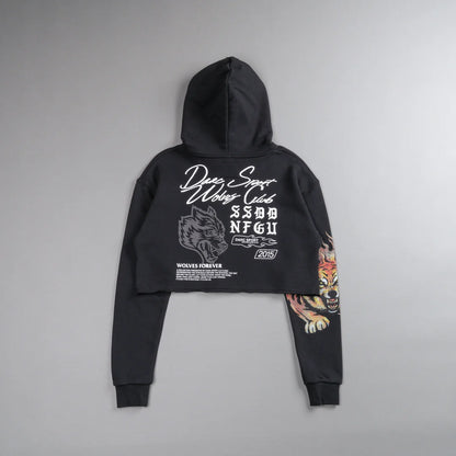 THE FIRE WITHIN "VINTAGE PIERCE" (CROPPED) HOODIE IN BLACK