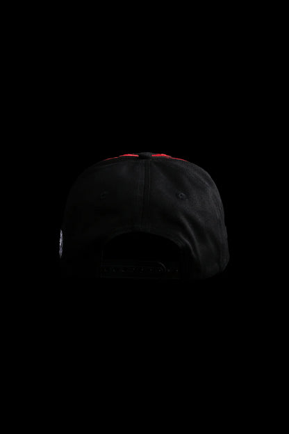SHADOW IN THE FLAMES 5 PANEL STRAPBACK HAT IN BLACK