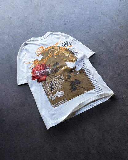 SMELL THE ROSES AMERICAN CLASSIC OVERSIZED TEE IN BUTTER