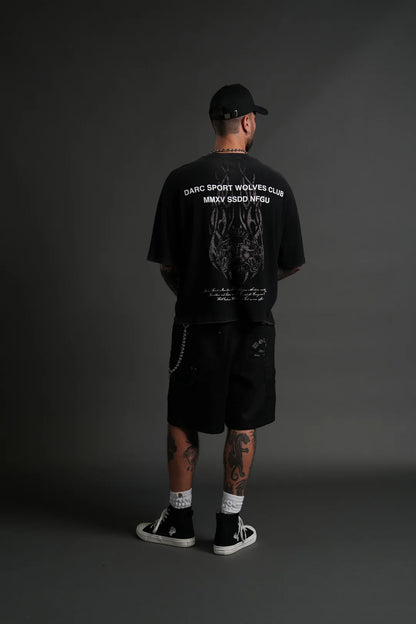 FINITE FLAME PREMIUM RAW HEM "BOX CUT" UNISEX TEE IN BLACK