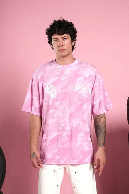 Von Wild V2 Premium Oversized Tee in Dsvd Bubblegum Camo