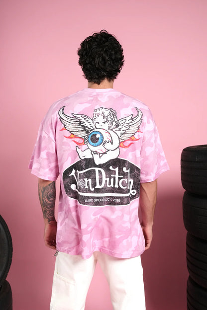 Von Wild V2 Premium Oversized Tee in Dsvd Bubblegum Camo