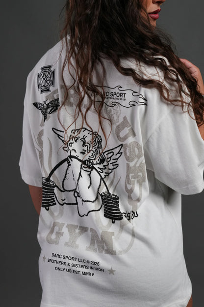 Powerhouse of the Cherub Unisex Premium Oversized Tee in Cream