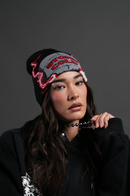 Stone Cold Big Skull Cap Beanie in Black