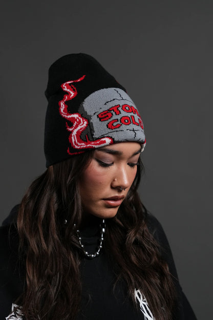 Stone Cold Big Skull Cap Beanie in Black