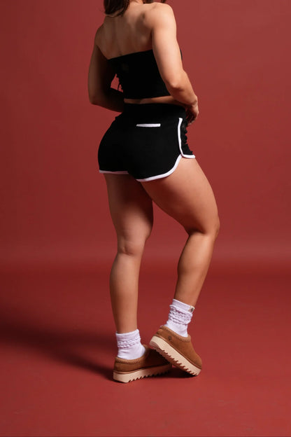 Dual Wolf Tia Track Shorts in Black