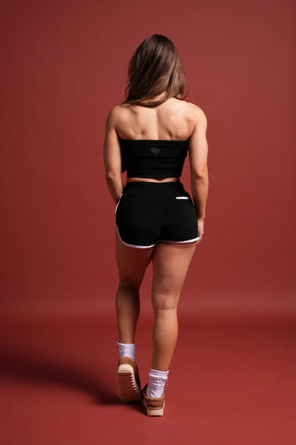 Dual Wolf Tia Track Shorts in Black