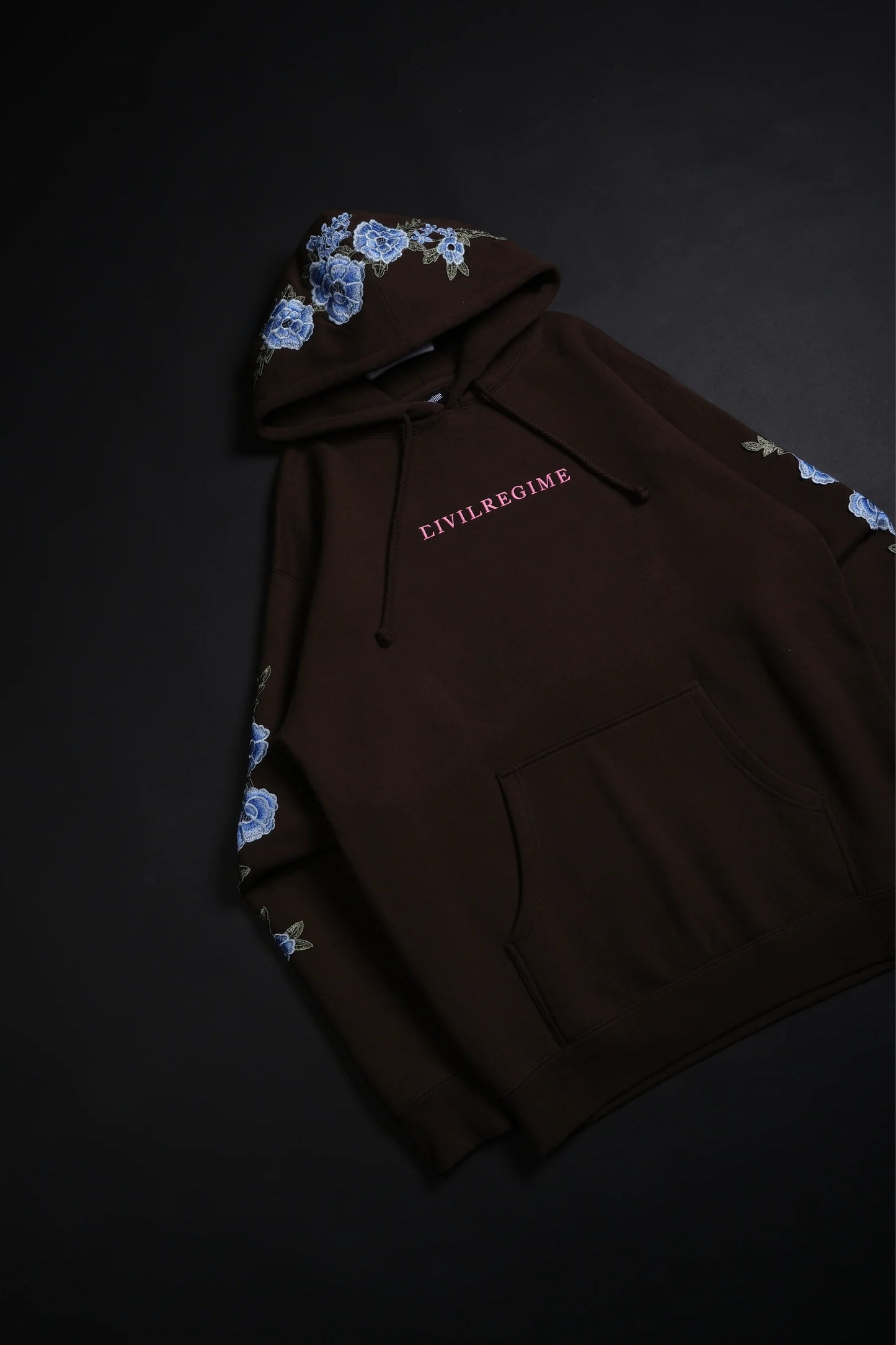 Civil Regime (Electric Blue) Roses Hoodie in Brown