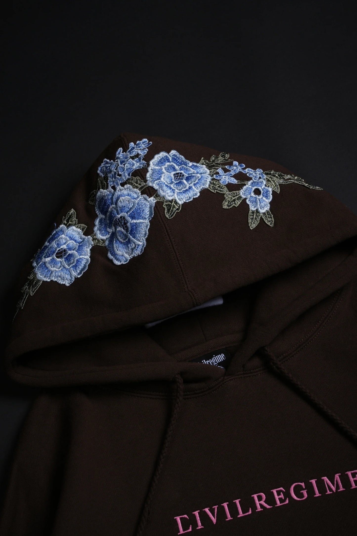 Civil Regime (Electric Blue) Roses Hoodie in Brown