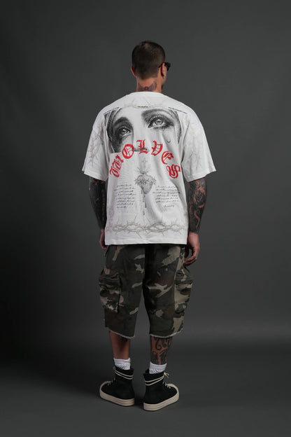 Sanctified Premium Oversized Tee in Cream