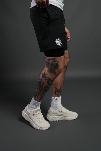Dual Compression Shorts in Black Thorn Paisley
