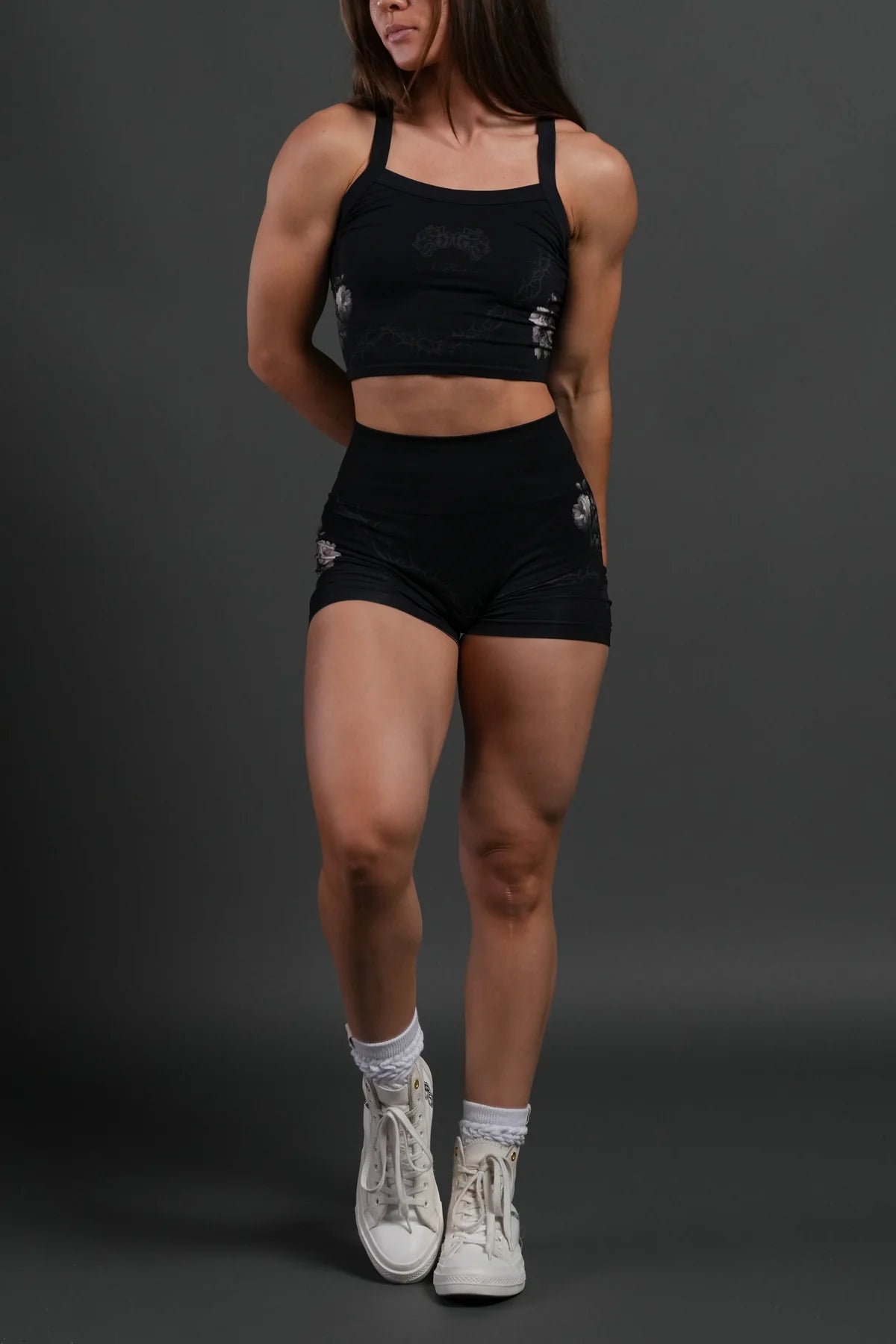 Rose Thorn "Hannah" Soft Seamless Tank in Black Rose Thorn