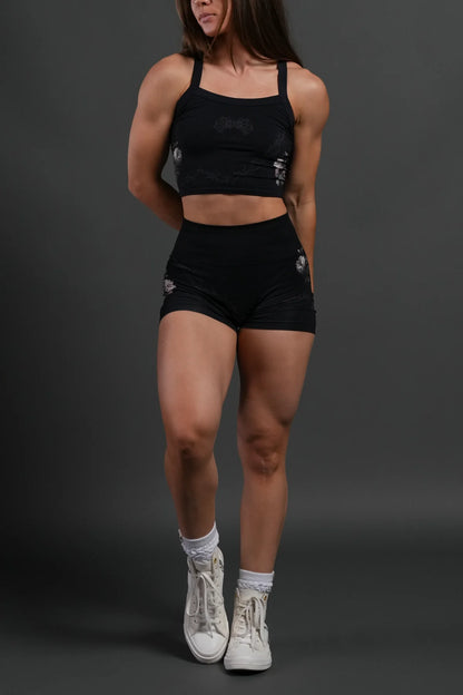 Rose Thorn "Hannah" Soft Seamless Tank in Black Rose Thorn